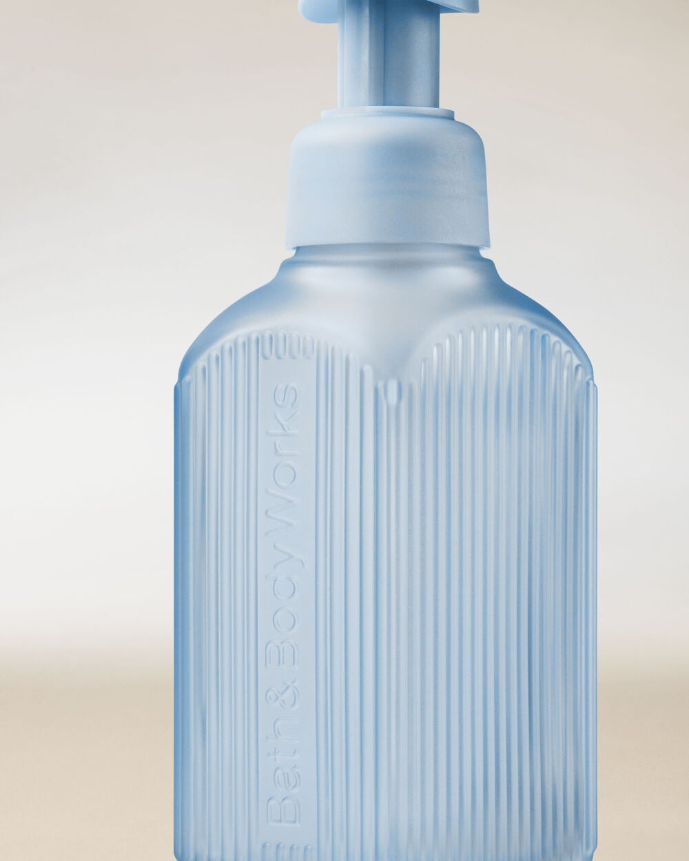 Light Blue Ribbed Glass Gentle & Clean Foaming Hand Soap Dispenser - Image 2